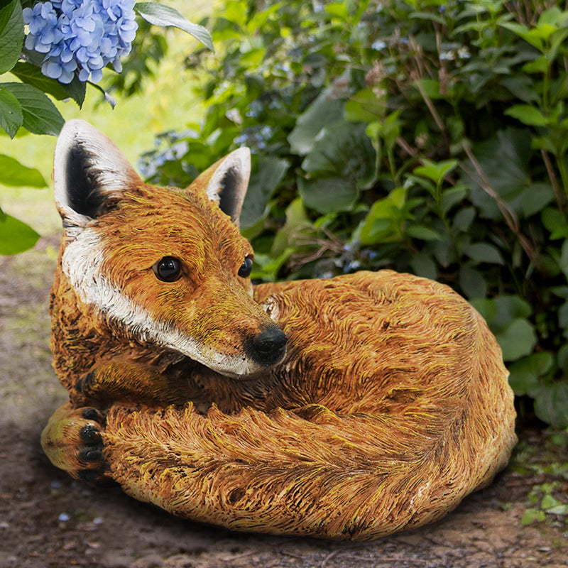 Curled Up Fox Garden Ornament