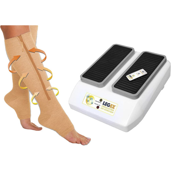 Active Leg Bundle in Size Medium. Contains LegEx Circulation Exerciser and Copper Compression Socks