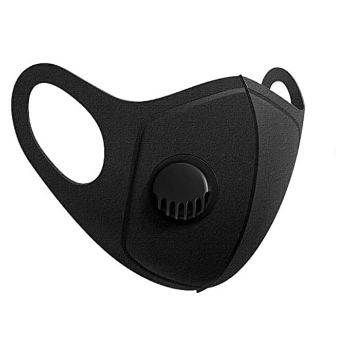 Black breathable reusable vented mask, PPE