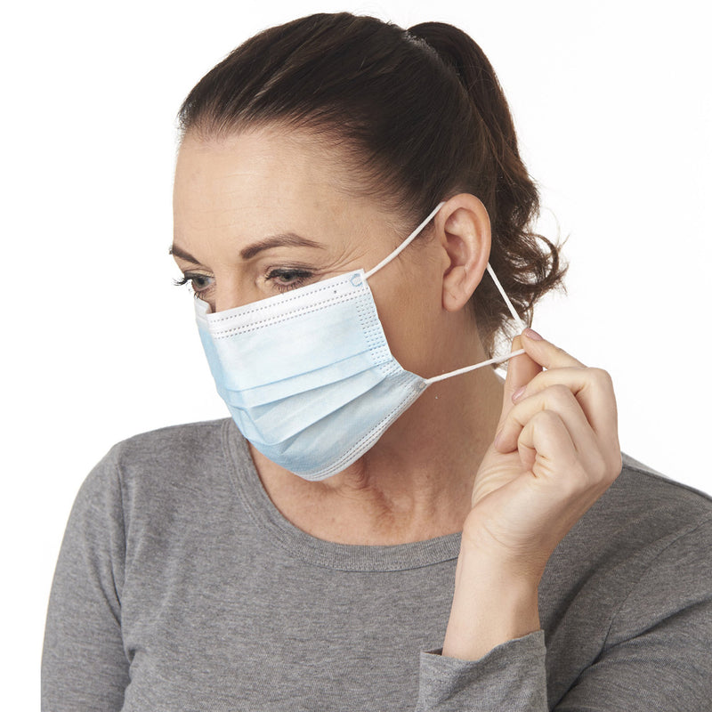 Blue Disposable Face Masks for Personal Protection, with Ear Loops