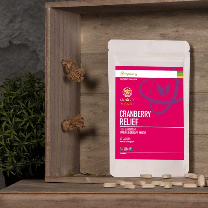 Cranberry Relief Supplement in Wooden Crate