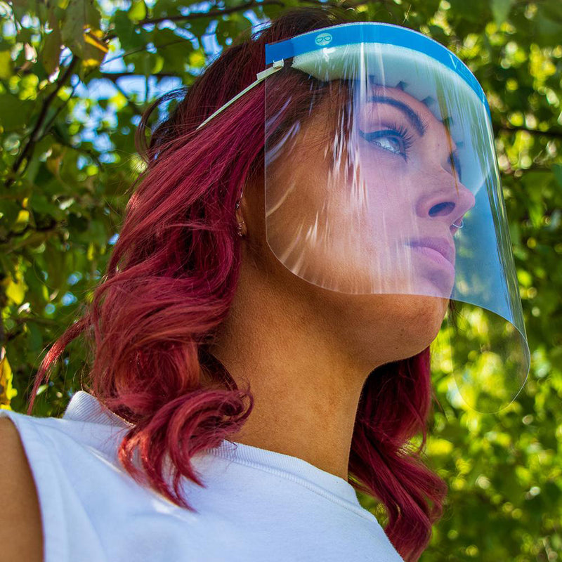 Full face shield visor on a headband for PPE