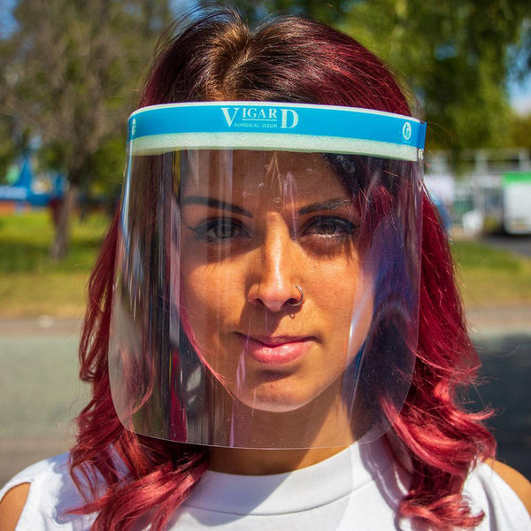Full face shield visor on a headband for PPE