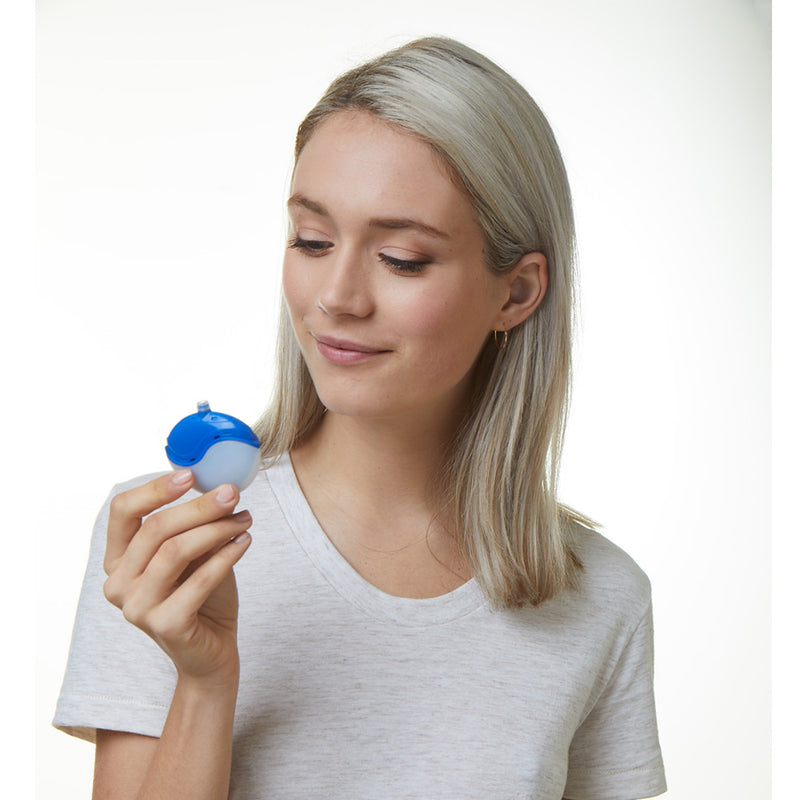 The Pink Himalayan Salt Inhealer for Congestion and Breathing with female model