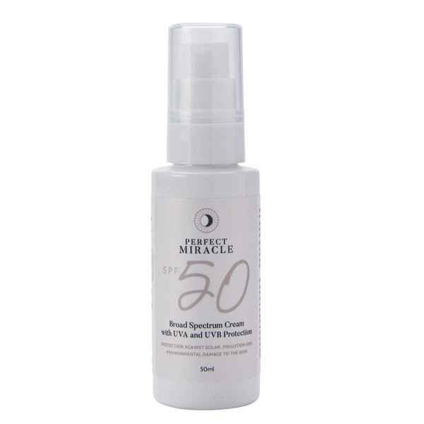 Perfect Miracle SPF 50, physical broad spectrum solar protection. UVA and UVB Protection. 