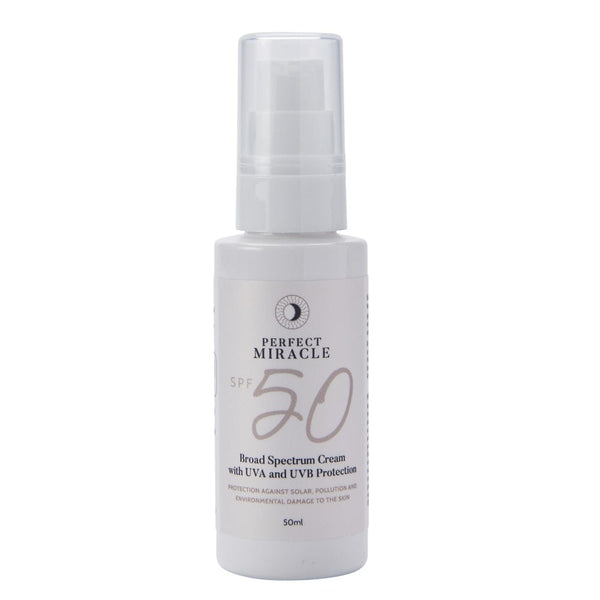 Perfect Miracle SPF 50, physical broad spectrum solar protection. UVA and UVB Protection. 
