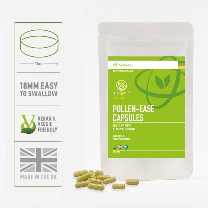 Pollen-ease Capsules with Capsule Information, natural hayfever and seasonal allergies supplement