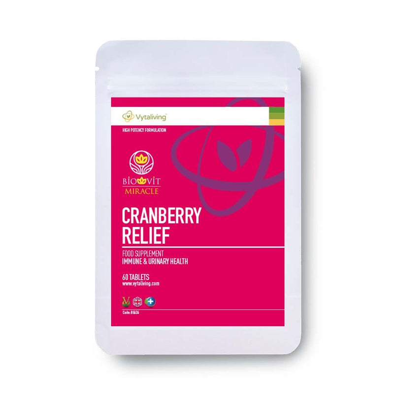 Cranberry Relief Tablets for UTI Immune Health and Bladder Health. With Cranberry extract, d-mannose, green tea and vitamin C