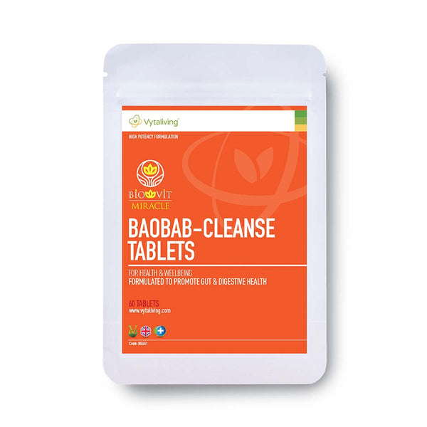 Baobab Cleanse Tablets for Digestive Health, with Prebiotic