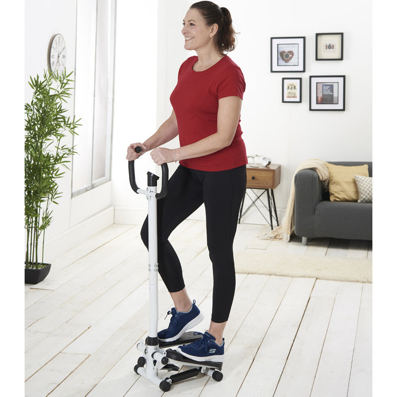 Vytaliving Mini Stepper with Handles and Foot Plates. Female Model