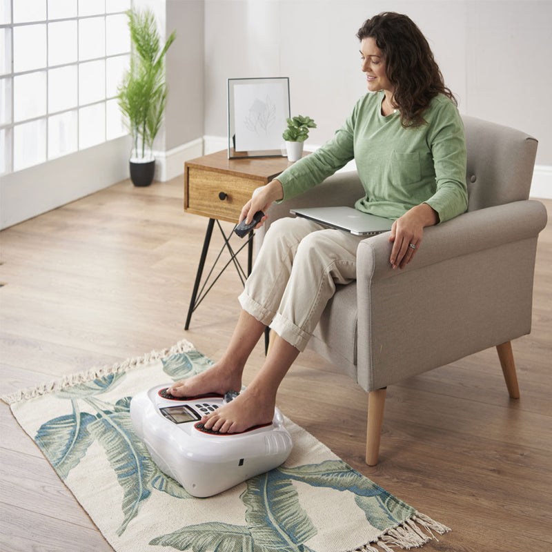 Circulation maxx leg revitaliser women using remote sat down 