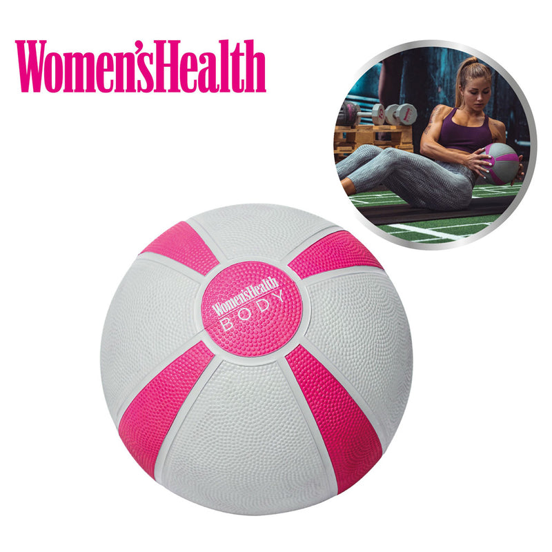 Womens Health Grey and Pink (Magenta) 4kg medicine for at home workouts, core workout, ab workout and strength exercises